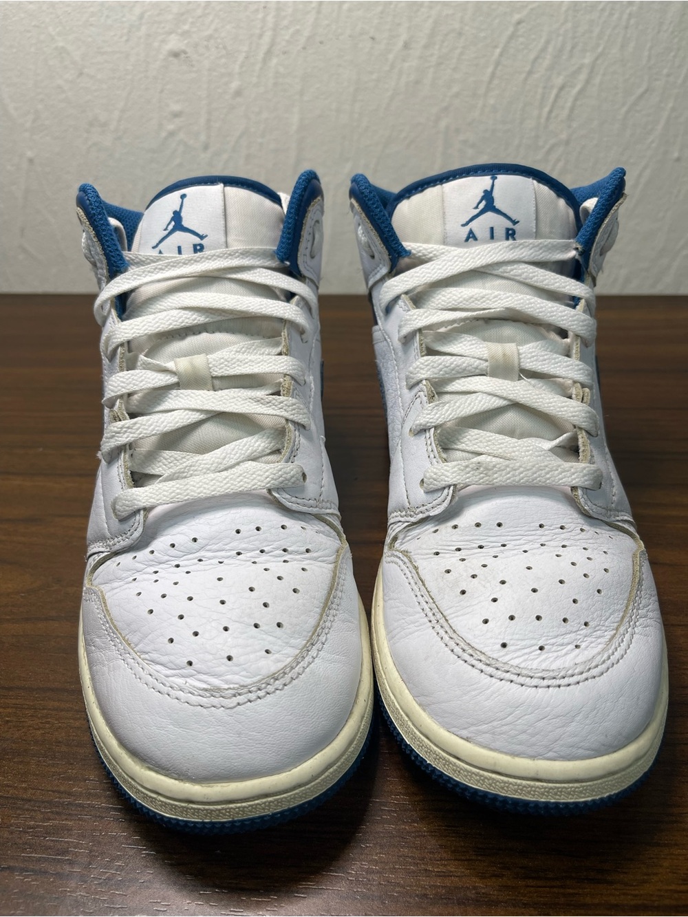 Jordan Kids White and Blue Mid-Top Sneakers